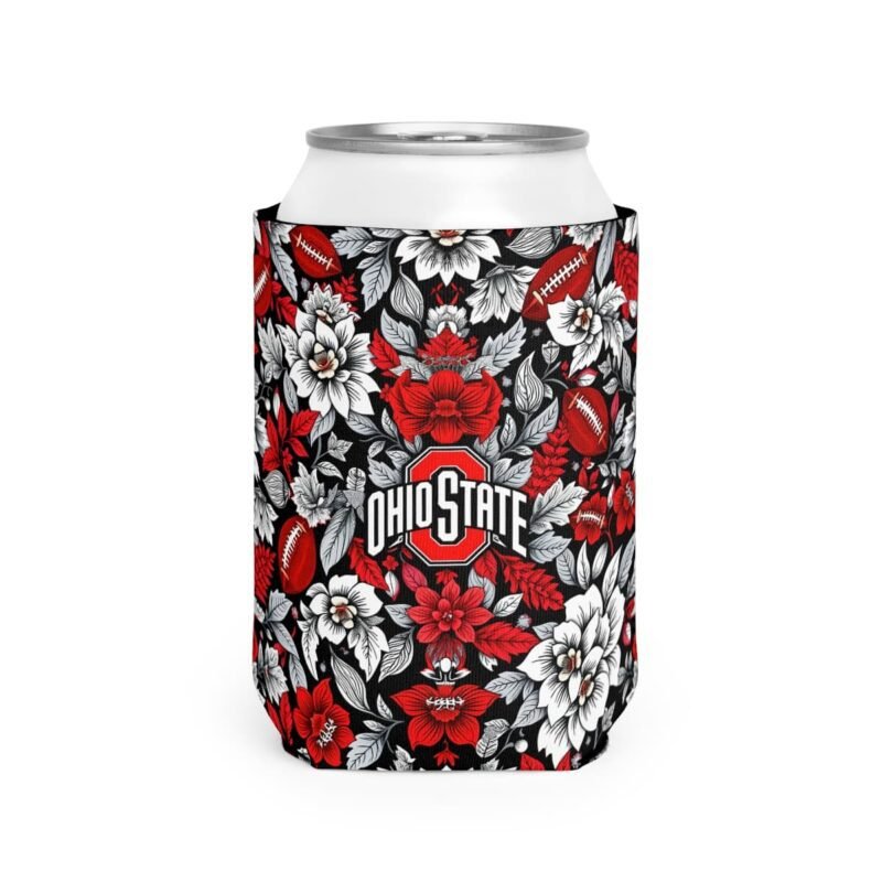 Ohio State Buckeyes Can Cooler – Insulated 12oz Floral Drink Sleeve for Tailgating & Game Day